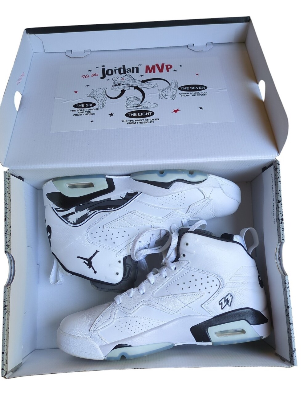 Nike Air Jordan MVP High-Top Basketball Sneakers, Black & White, Box, Mens 9